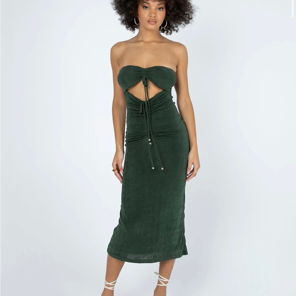 Callie Strapless Midi Dress Green - US 2 / Green